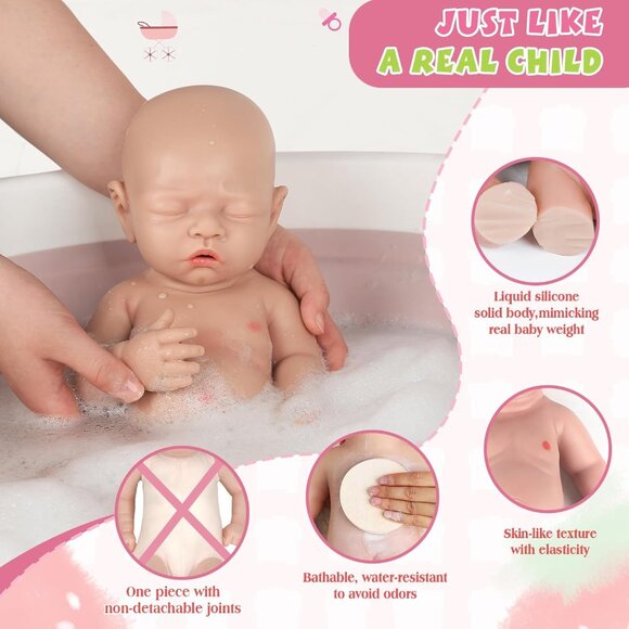 🆕12Inch Full Platinum Silicone Reborn Baby Dolls Close Eye Girl with Doll Cloth - Picture 6 of 7